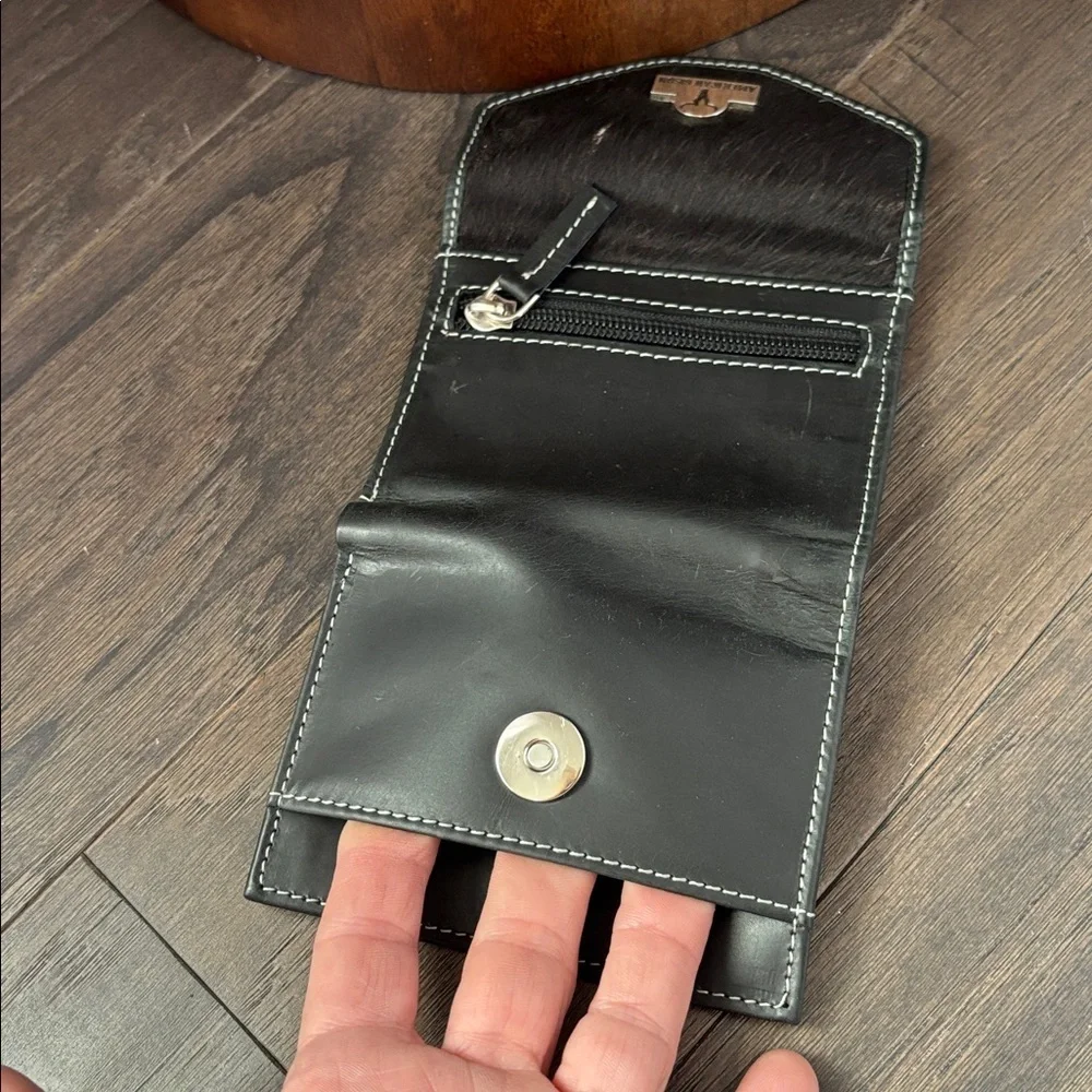 American Bison Hair on Hide,Genuine Leather,5 card,1 ID,bill,zip coin,,snap top